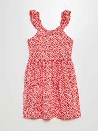 Vestido de tirantes con volantes y estampado