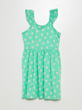 Vestido de tirantes con volantes y estampado