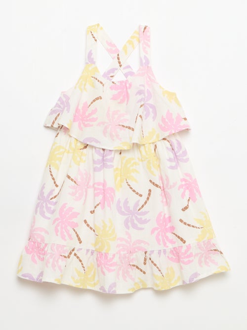 Vestido de tirantes cruzados + volantes, corte holgado - Kiabi