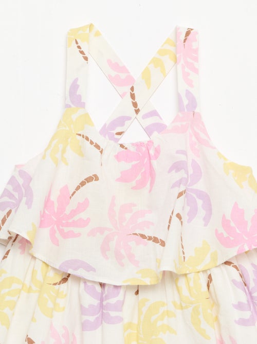 Vestido de tirantes cruzados + volantes, corte holgado - Kiabi