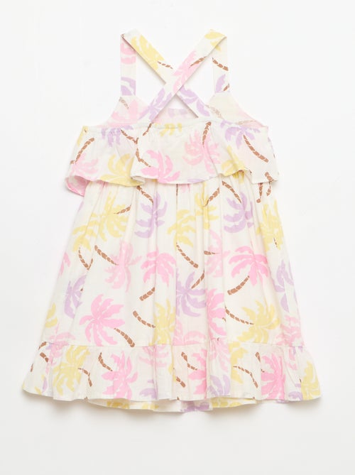 Vestido de tirantes cruzados + volantes, corte holgado - Kiabi