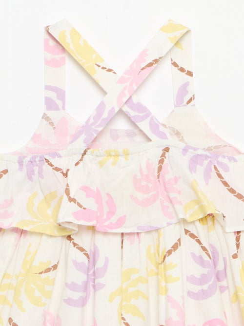 Vestido de tirantes cruzados + volantes, corte holgado - Kiabi