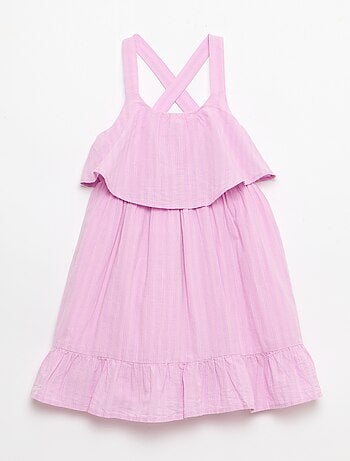 Vestido de tirantes cruzados + volantes, corte holgado
