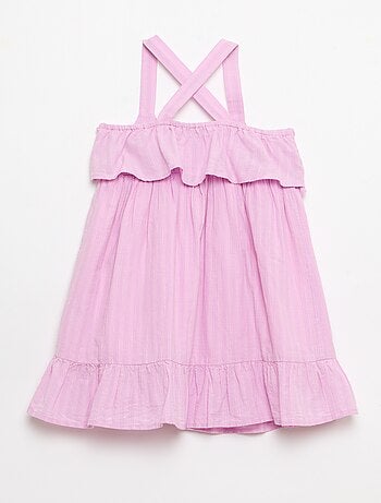 Vestido de tirantes cruzados + volantes, corte holgado