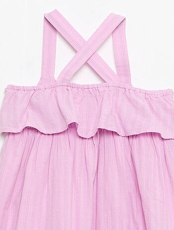 Vestido de tirantes cruzados + volantes, corte holgado
