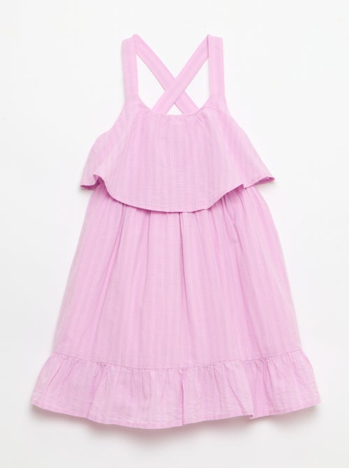 Vestido de tirantes cruzados + volantes, corte holgado - Kiabi