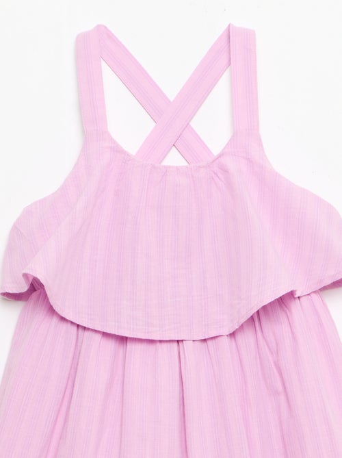 Vestido de tirantes cruzados + volantes, corte holgado - Kiabi