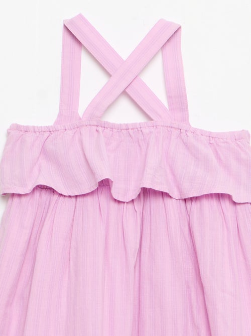 Vestido de tirantes cruzados + volantes, corte holgado - Kiabi