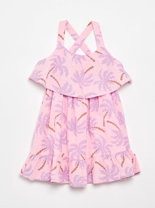 Vestido de tirantes cruzados + volantes, corte holgado - Kiabi