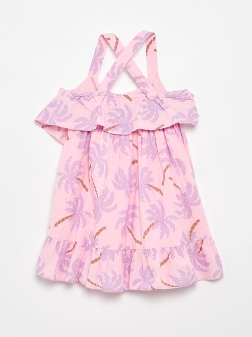 Vestido de tirantes cruzados + volantes, corte holgado - Kiabi