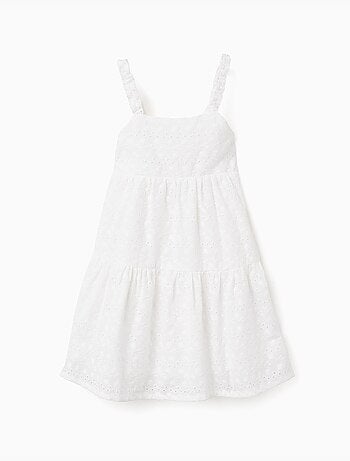 Vestido de tirantes de algodón con bordado inglés