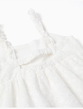 Vestido de tirantes de algodón con bordado inglés