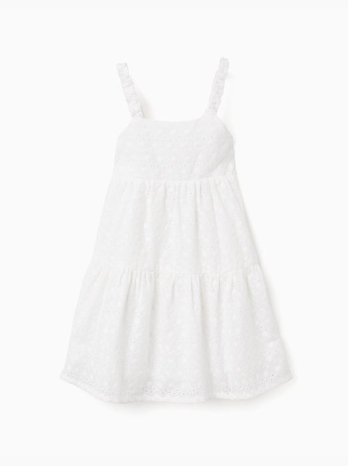 Vestido de tirantes de algodón con bordado inglés - Kiabi Vestido de tirantes de algodón con bordado inglés - Kiabi