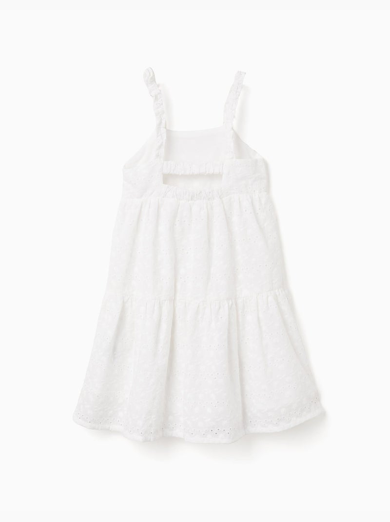 Vestido de tirantes de algodón con bordado inglés Blanco - Kiabi