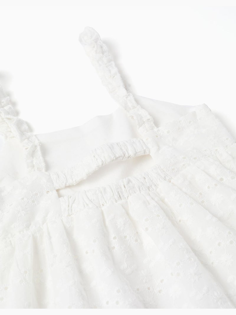 Vestido de tirantes de algodón con bordado inglés Blanco - Kiabi