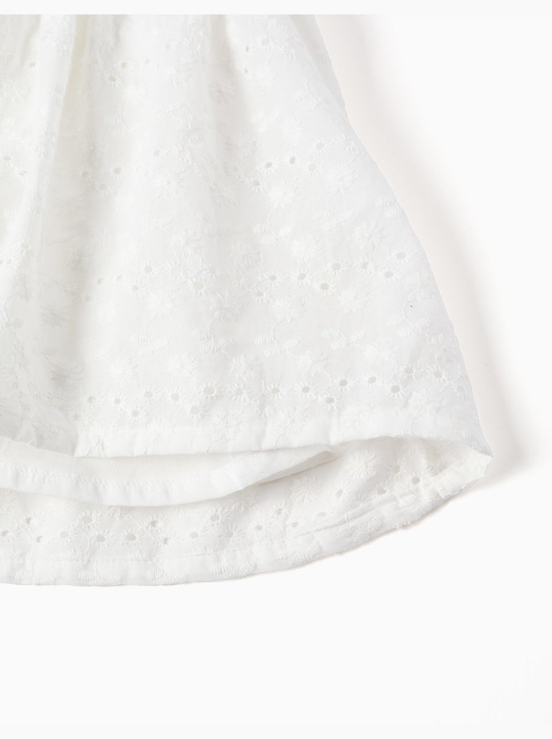 Vestido de tirantes de algodón con bordado inglés Blanco - Kiabi