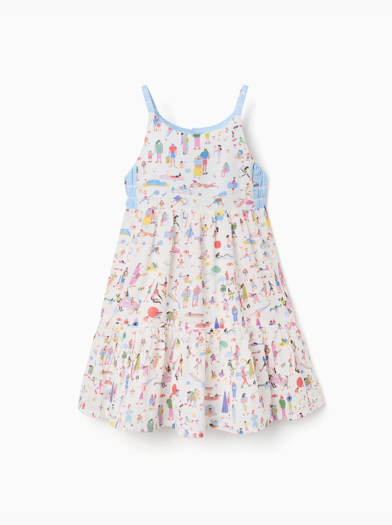 Vestido de tirantes de algodón con estampado Carolina Celas x Zippy Blanco - Kiabi