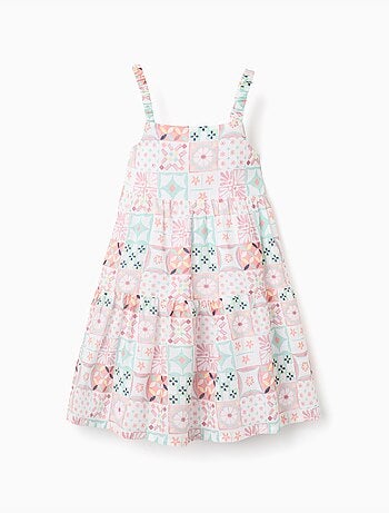 Vestido de tirantes de algodón con estampado de azulejos