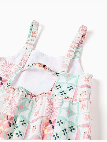 Vestido de tirantes de algodón con estampado de azulejos