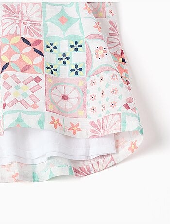 Vestido de tirantes de algodón con estampado de azulejos