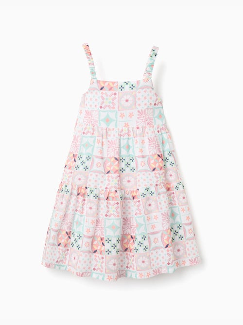 Vestido de tirantes de algodón con estampado de azulejos - Kiabi Vestido de tirantes de algodón con estampado de azulejos - Kiabi