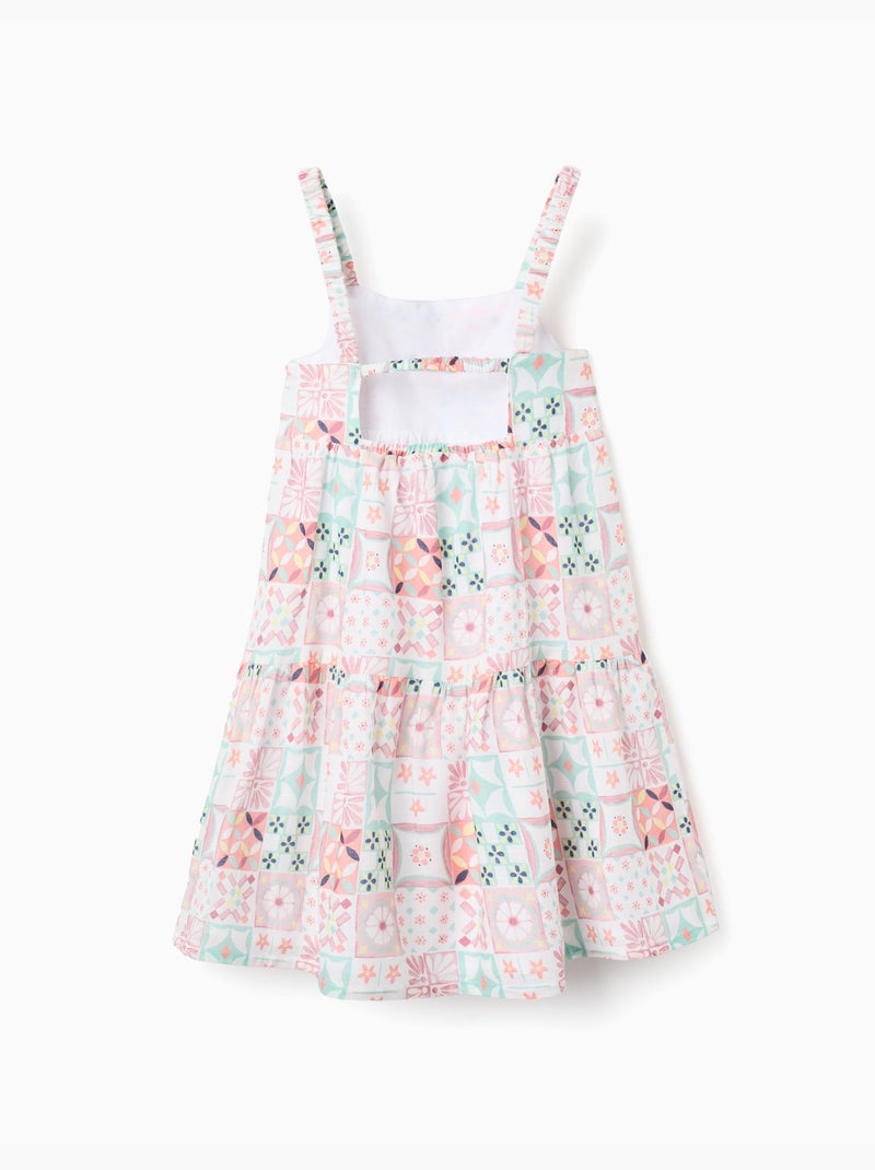 Vestido de tirantes de algodón con estampado de azulejos Blanco - Kiabi