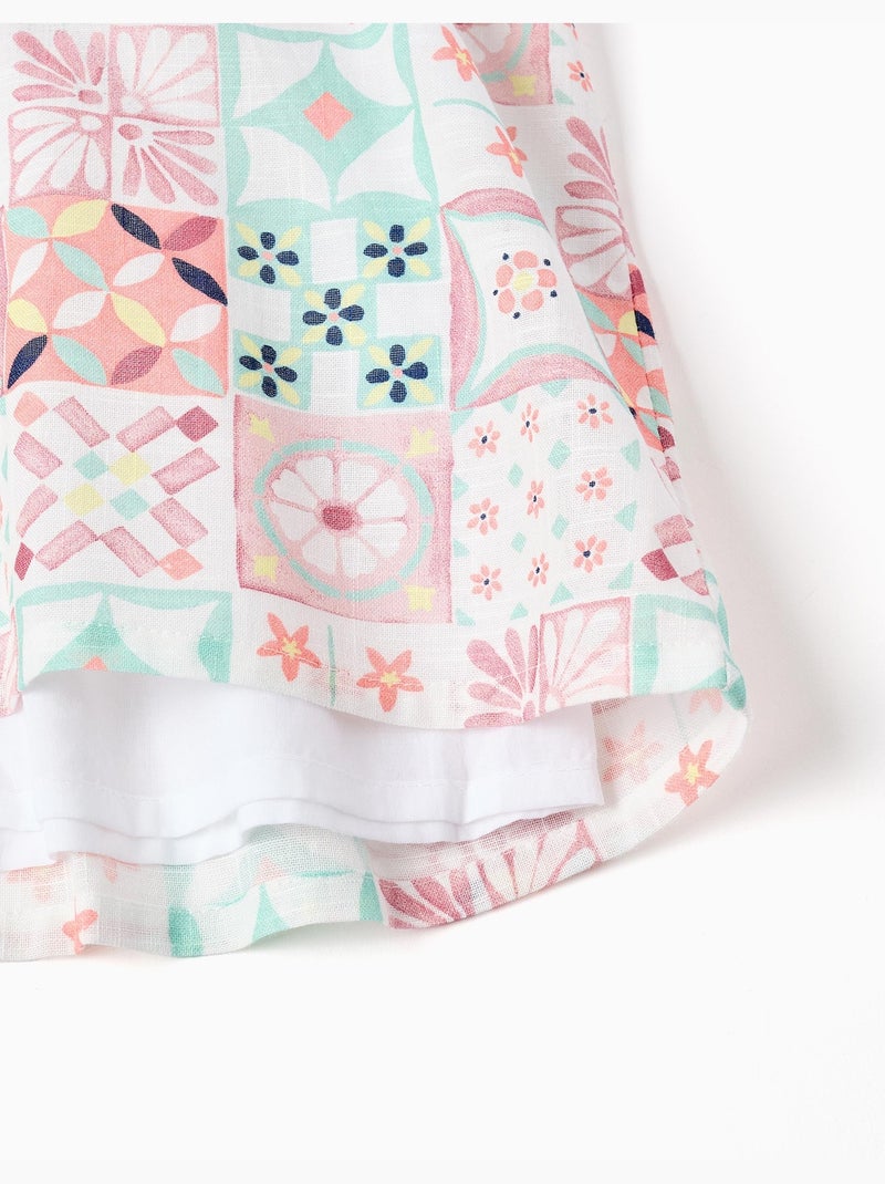 Vestido de tirantes de algodón con estampado de azulejos Blanco - Kiabi