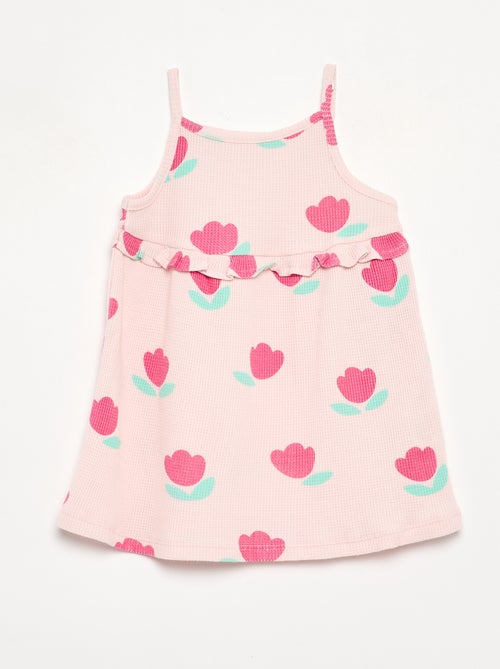 Vestido de tirantes de nido de abeja - Kiabi