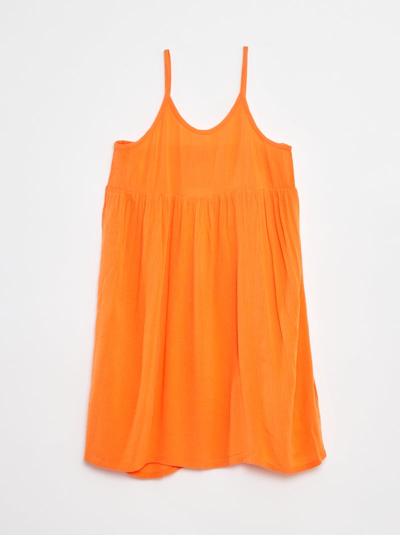 Vestido de tirantes de punto de crepé Naranja - Kiabi