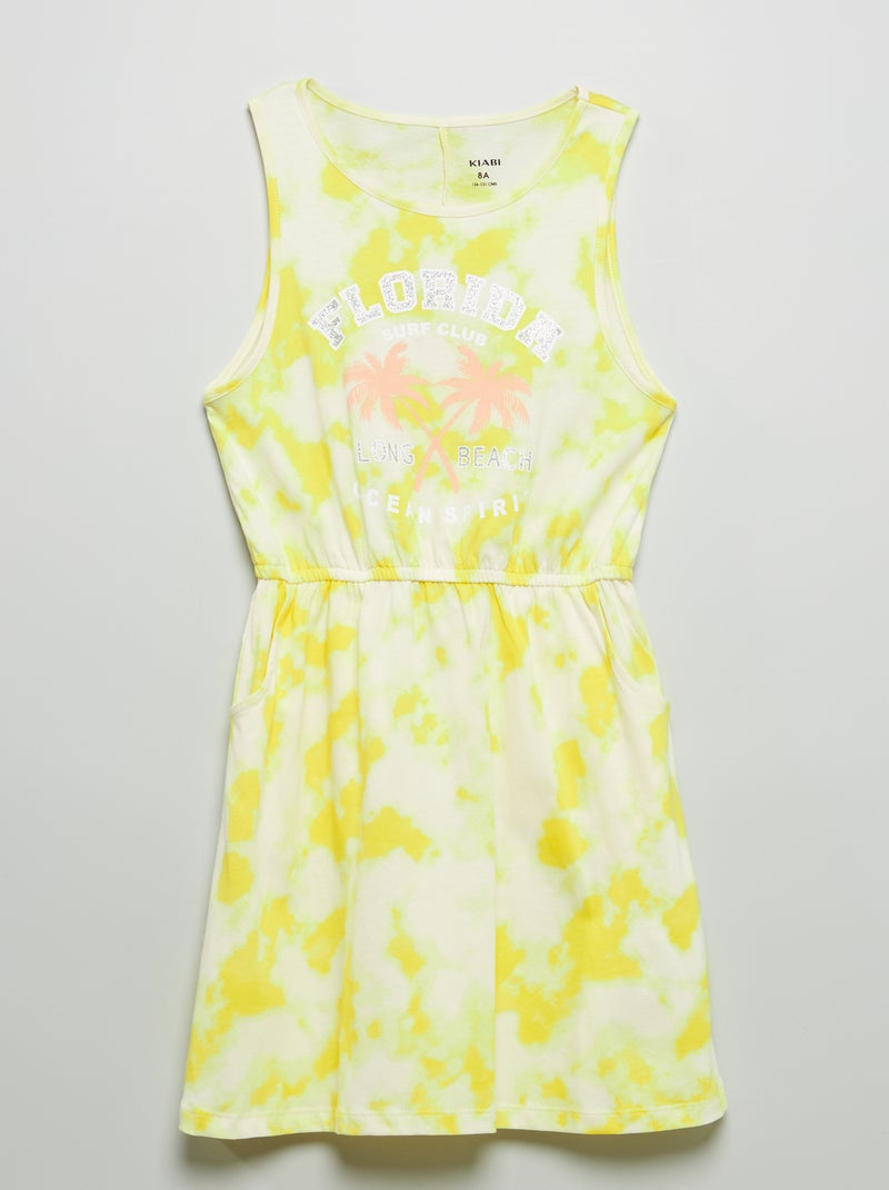 Vestido de tirantes de punto tie-dye AMARILLO - Kiabi
