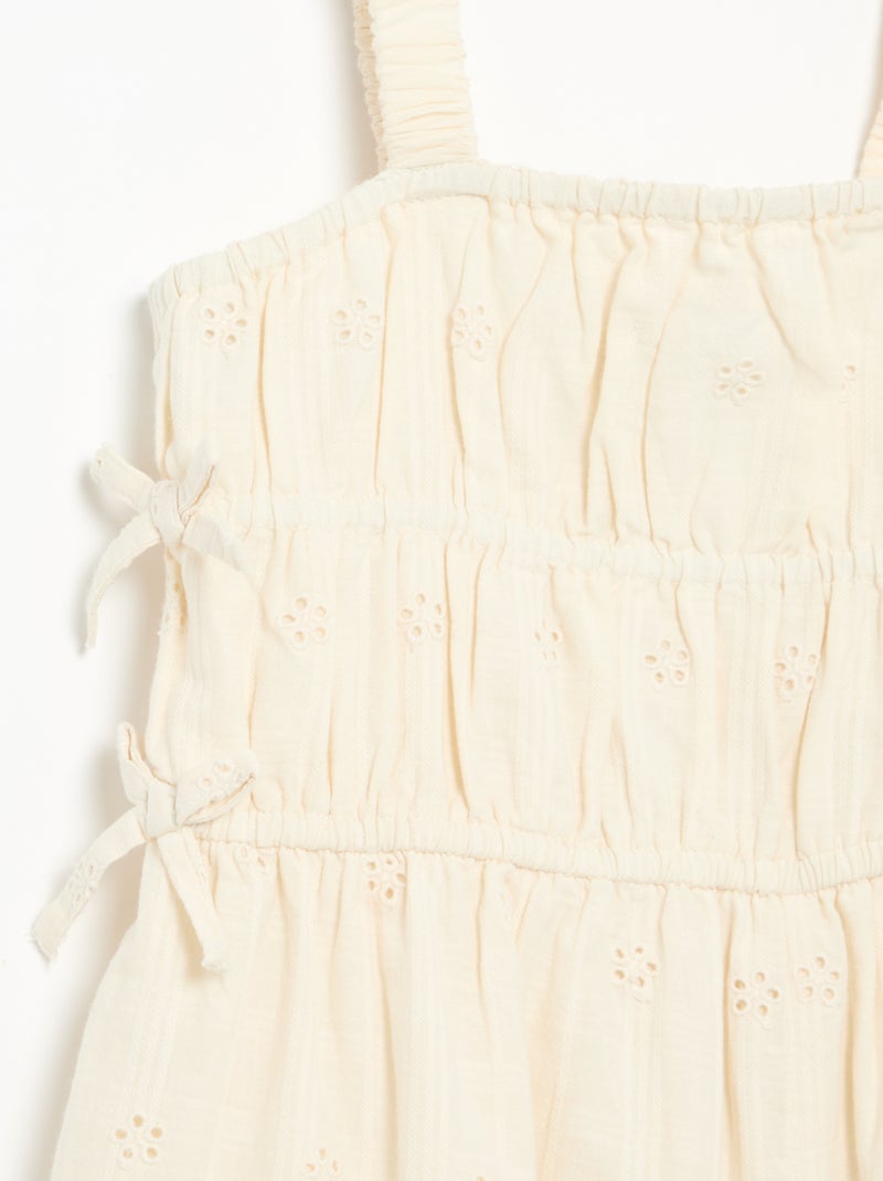 Vestido de tirantes finos con bordados all-over Blanco - Kiabi