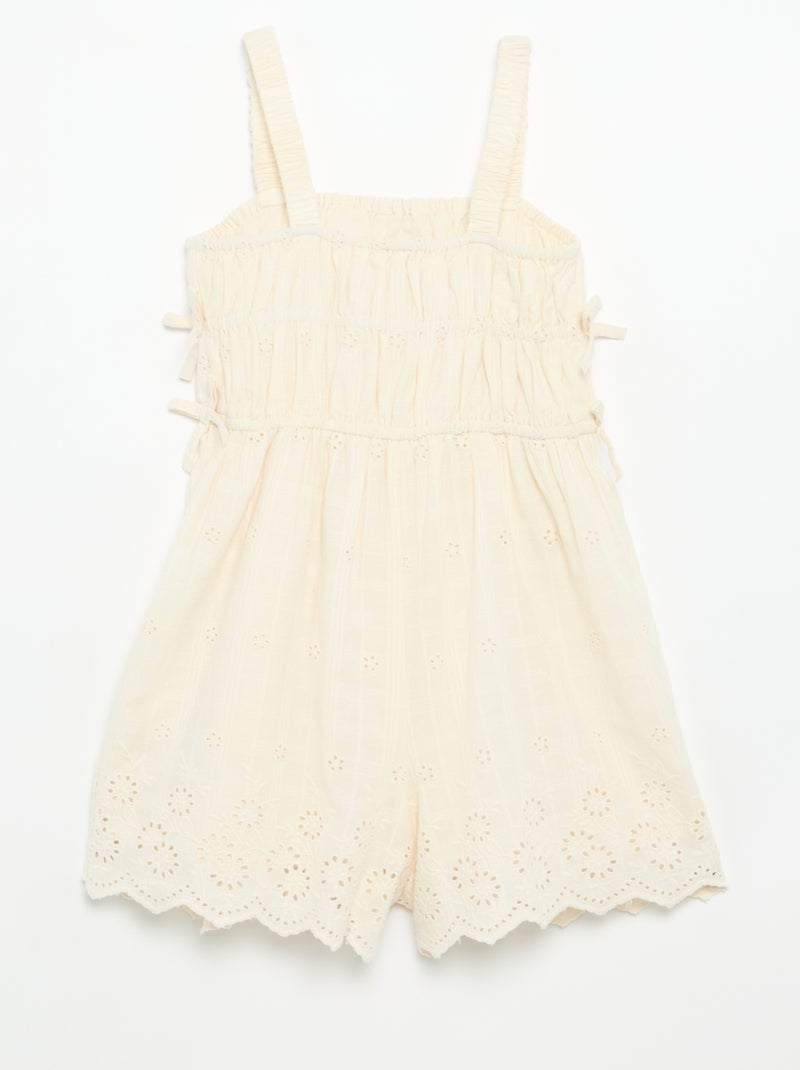 Vestido de tirantes finos con bordados all-over Blanco - Kiabi