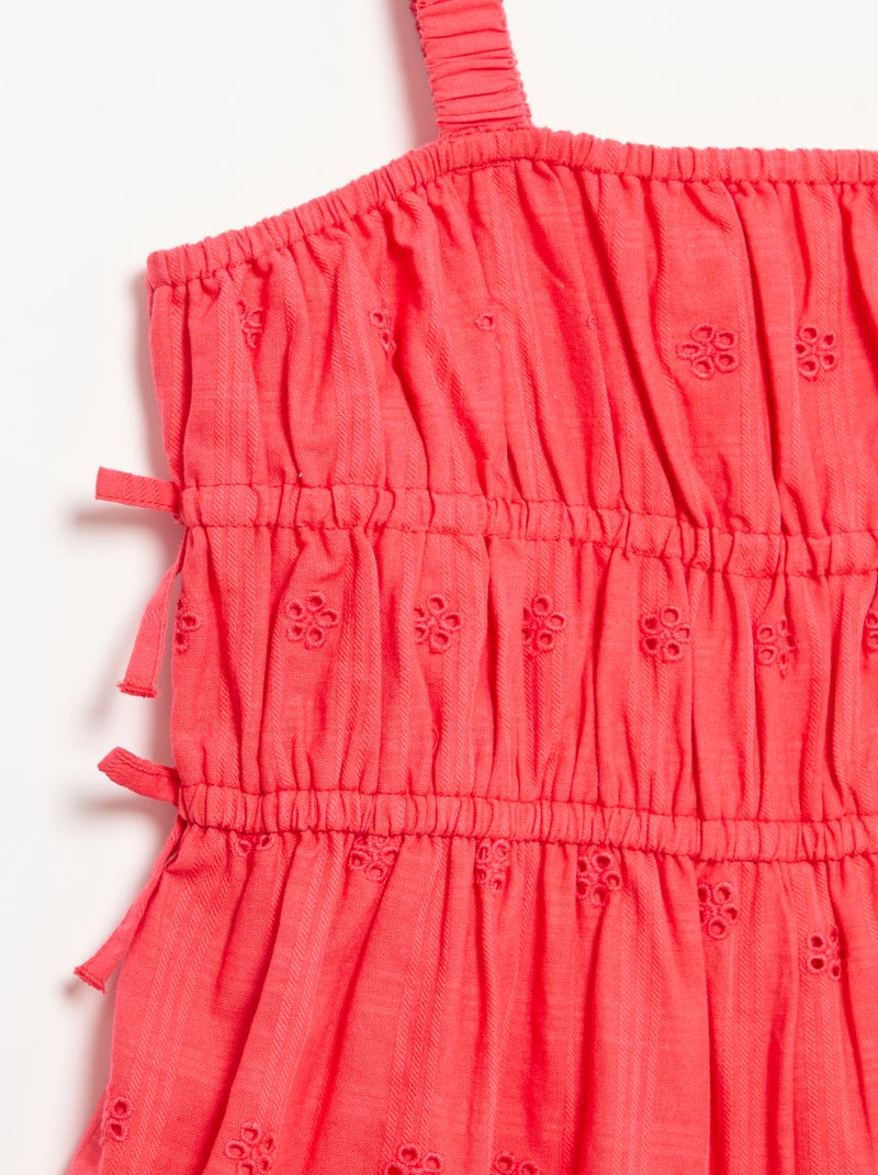 Vestido de tirantes finos con bordados all-over Rojo - Kiabi