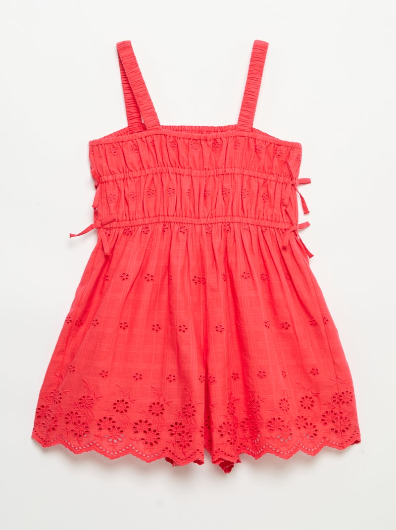 Vestido de tirantes finos con bordados all-over Rojo - Kiabi