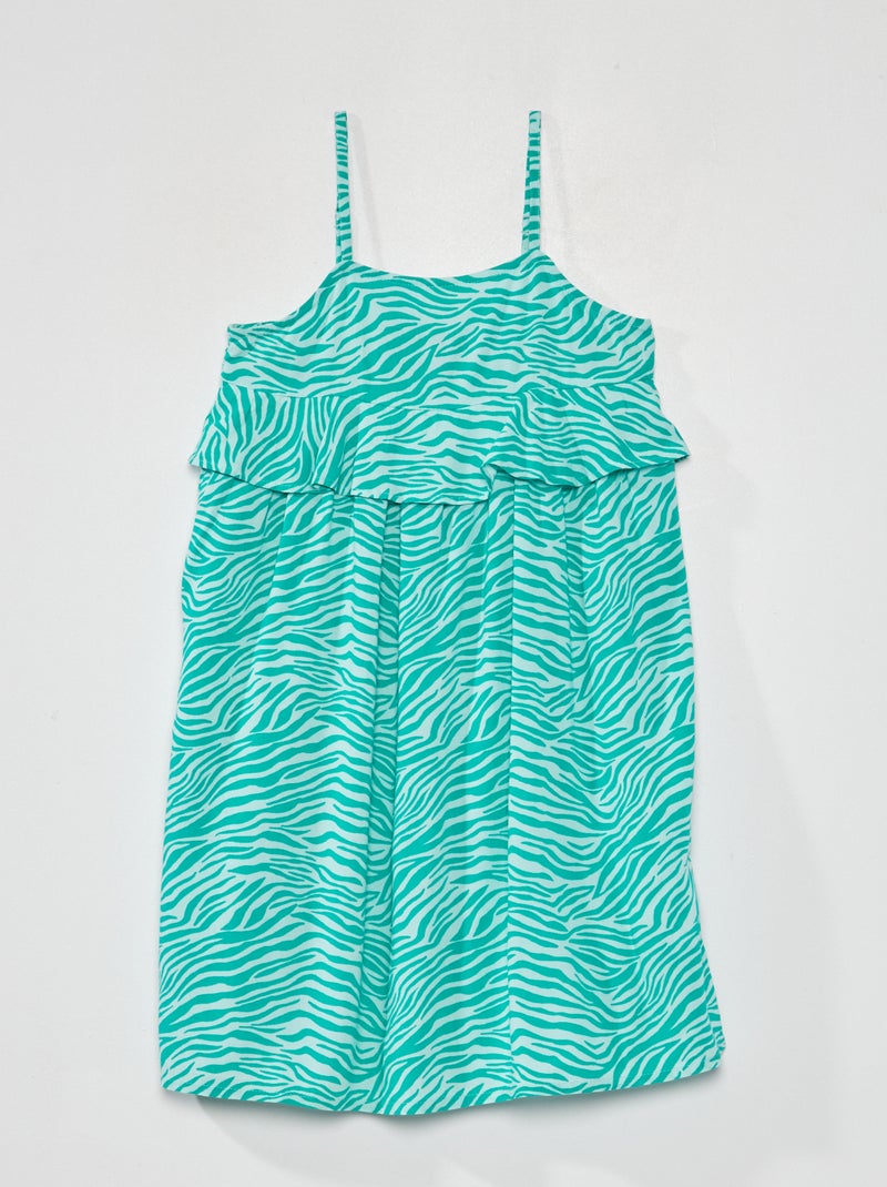Vestido de tirantes finos con estampado de 'cebra' AZUL - Kiabi