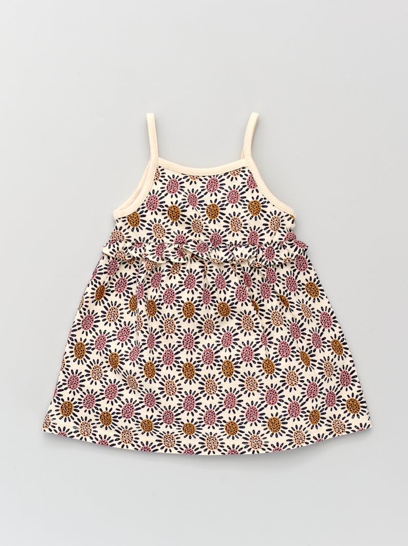 Vestido de tirantes finos con estampado étnico BLANCO - Kiabi