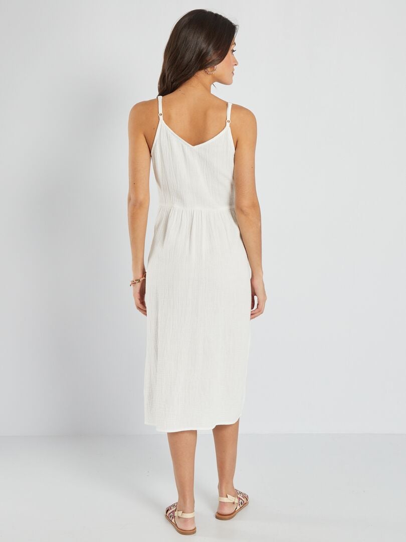 Vestido de tirantes finos de gasa de algodón Blanco - Kiabi