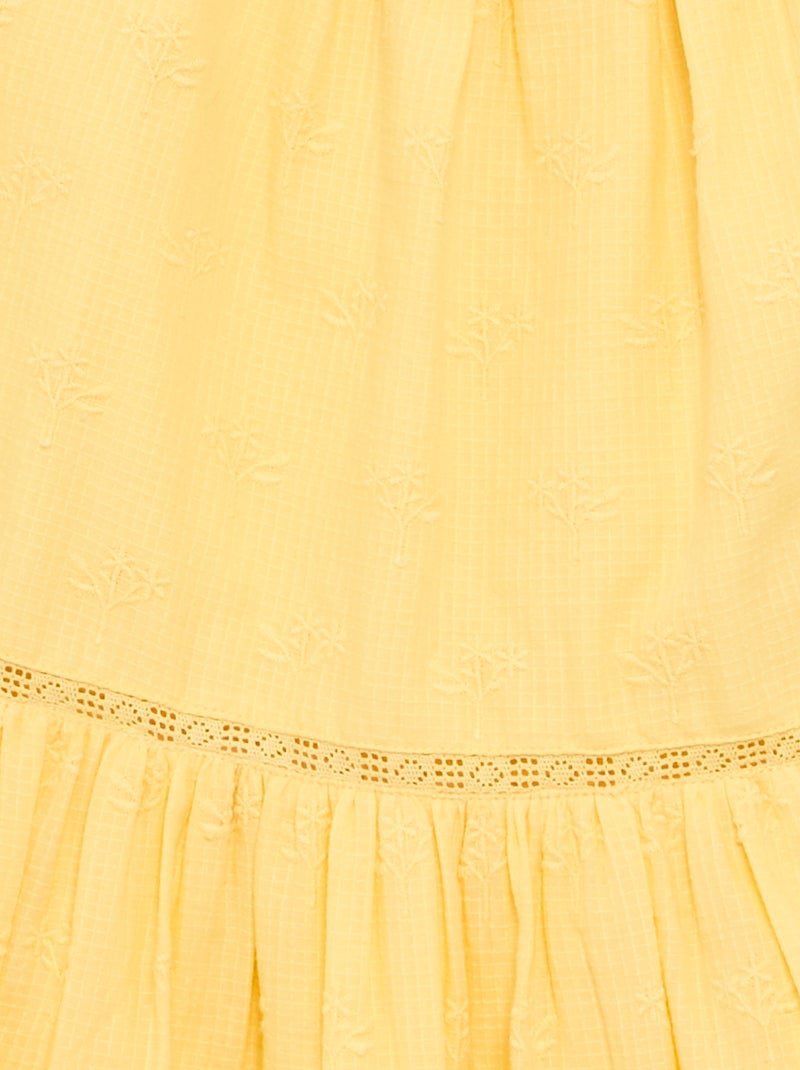Vestido de tirantes finos no ajustables con bordados Amarillo - Kiabi