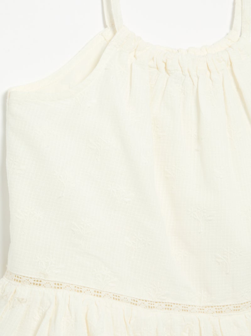 Vestido de tirantes finos no ajustables con bordados Blanco - Kiabi