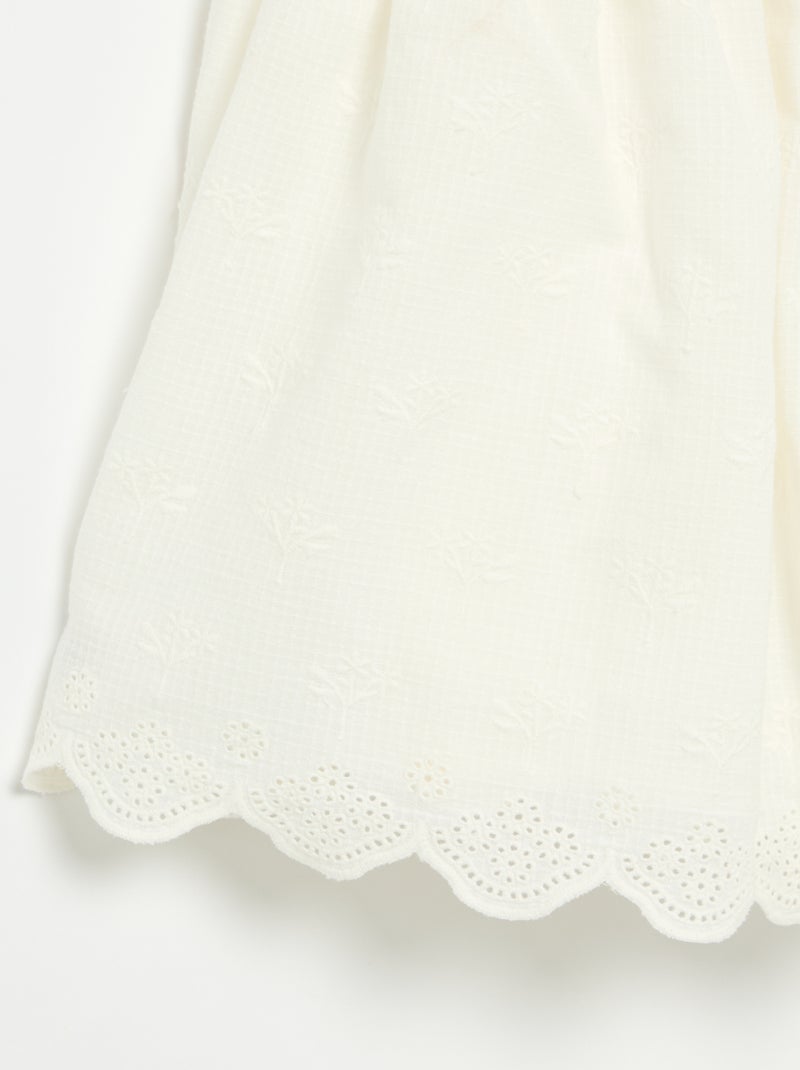 Vestido de tirantes finos no ajustables con bordados Blanco - Kiabi
