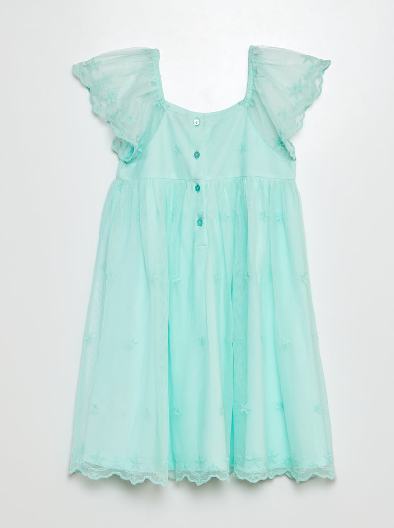 Vestido de tul bordado VERDE - Kiabi