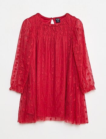 Vestido de tul con bordados de flores