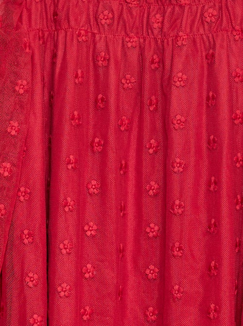 Vestido de tul con bordados de flores - Kiabi