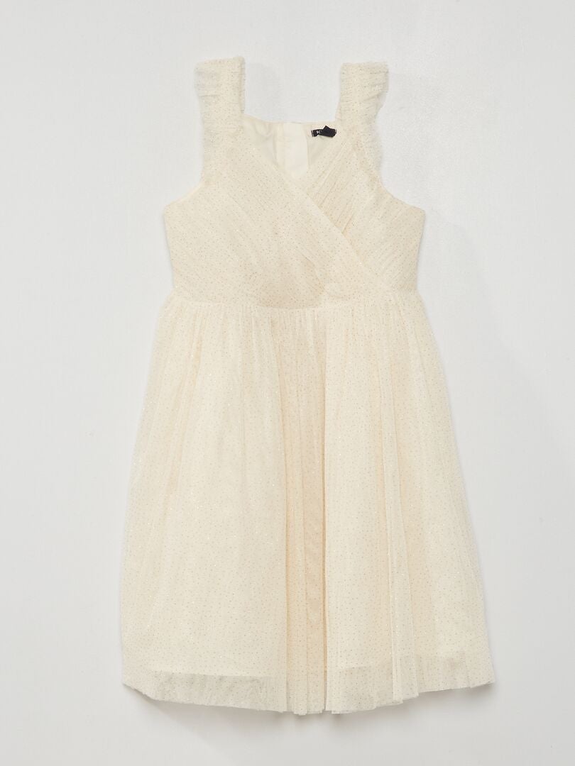 Vestido de tul con brillos - blanco BLANCO - Kiabi
