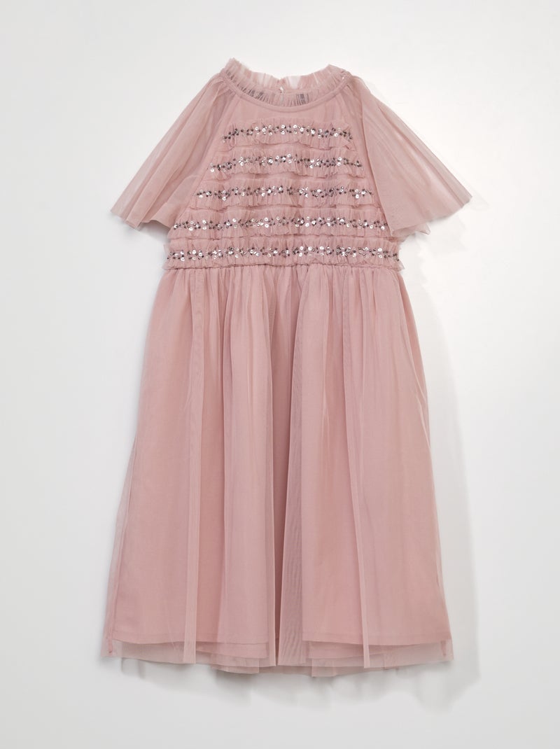 Vestido de tul con lentejuelas y volantes ROSA - Kiabi