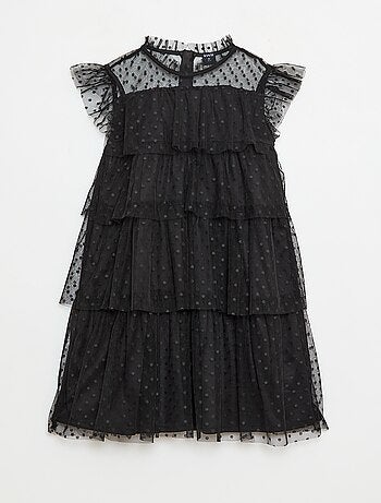 Vestido de tul con volantes y estampado de lunares 'Halloween'