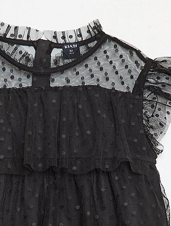 Vestido de tul con volantes y estampado de lunares 'Halloween'