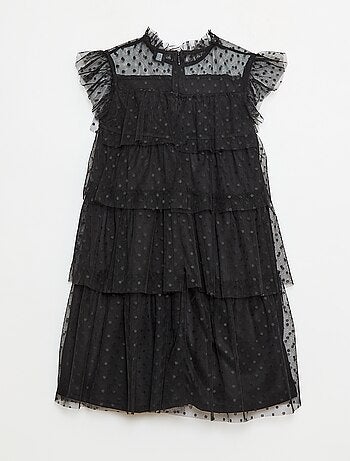 Vestido de tul con volantes y estampado de lunares 'Halloween'