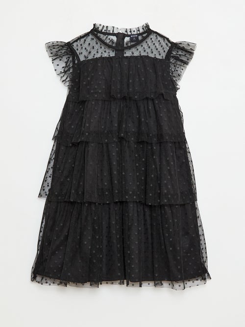 Vestido de tul con volantes y estampado de lunares 'Halloween' - Kiabi