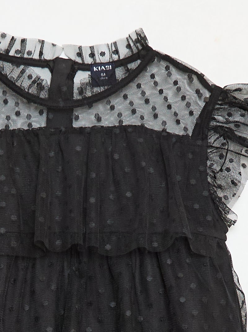 Vestido de tul con volantes y estampado de lunares 'Halloween' Negro - Kiabi